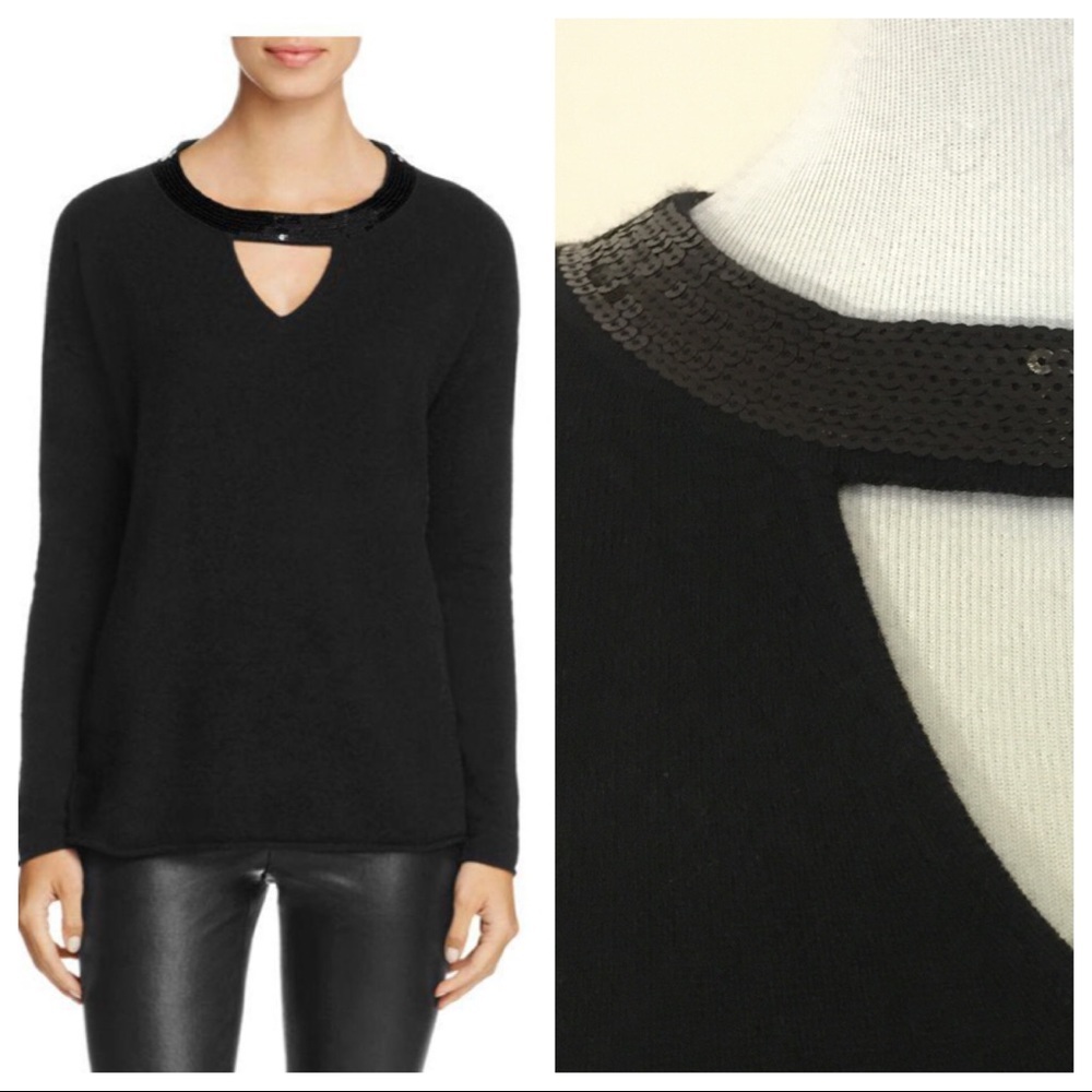 NWT! Cashmere Bloomingdale's Cutout Sequin V-neck